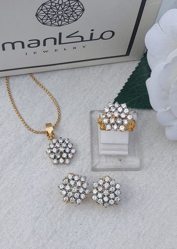 β‘ | Diamond cut Zircon judao Locket Set | 22 k Gold Plated | MS-563