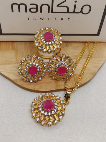 ⭐Top Seller | 5 Colors | Hand Carved - 22k Gold plated 3D Locket set | RP-647