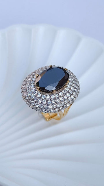 5 Colors | Zircon Judao Rings with Real Stone | 18K Gold Polish | Adjustable Size | 3Yrs Warranty | MR-364
