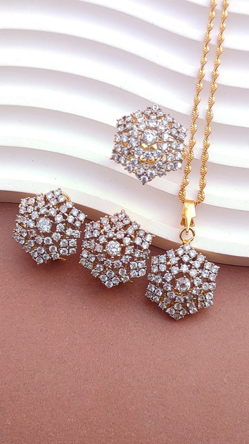 Diamond Cut Zircon Judao Earring Locket Set | 22K Gold Plated | MS-301