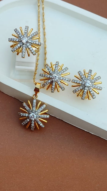 Real Gold Look | 💎Diamond Cut Zircon Locket Set | 22K Gold Polish | MK-094
