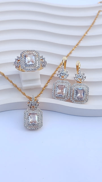 Diamond Cut Zircon Judao locket set gold plated/ Hand Made | ME-999