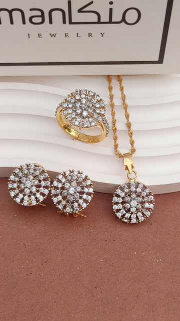 Real Gold Look | 💎Diamond Cut Zircon Locket Set | 22K Gold Polish | MK-110