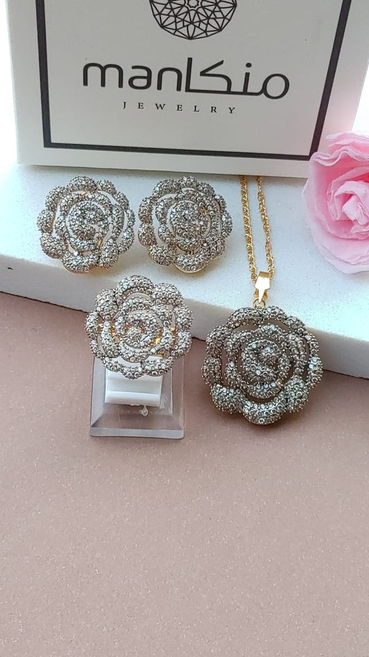 ⚡ | 4 Colors | 💎Diamond Cut Zircon Locket Set | 22K Gold Plated | MK-801