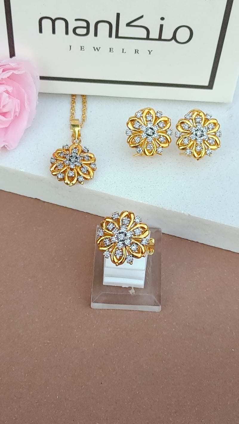 Real Gold Look | 💎Diamond Cut Zircon Locket Set | 22K Gold Polish (3Yrs. Warranty) | MK-109