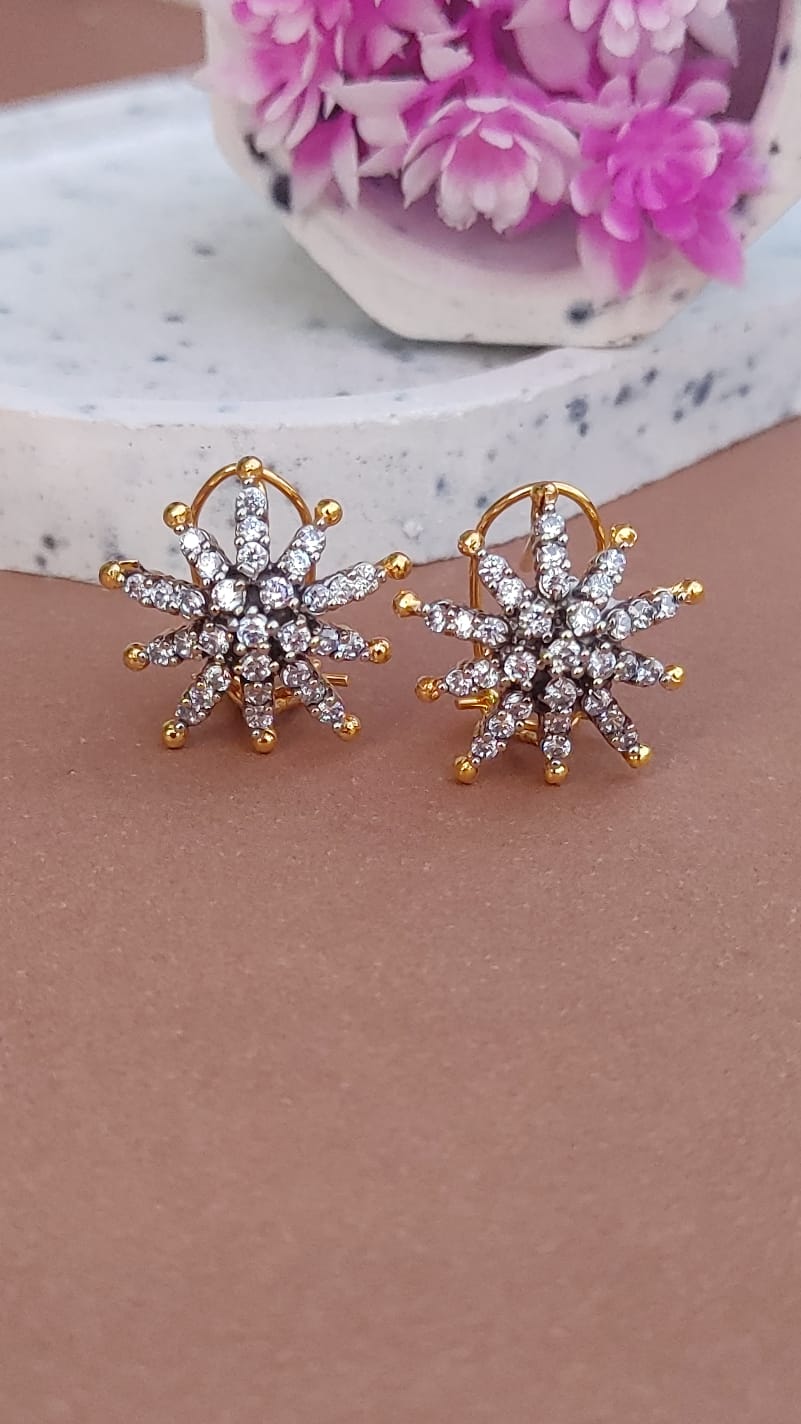 Diamond cut Zircon | judao earring | 22k gold polish | ME-932