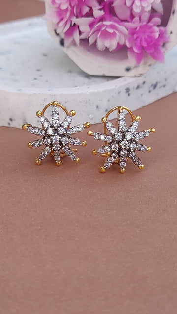 Diamond cut Zircon | judao earring | 22k gold polish | ME-932