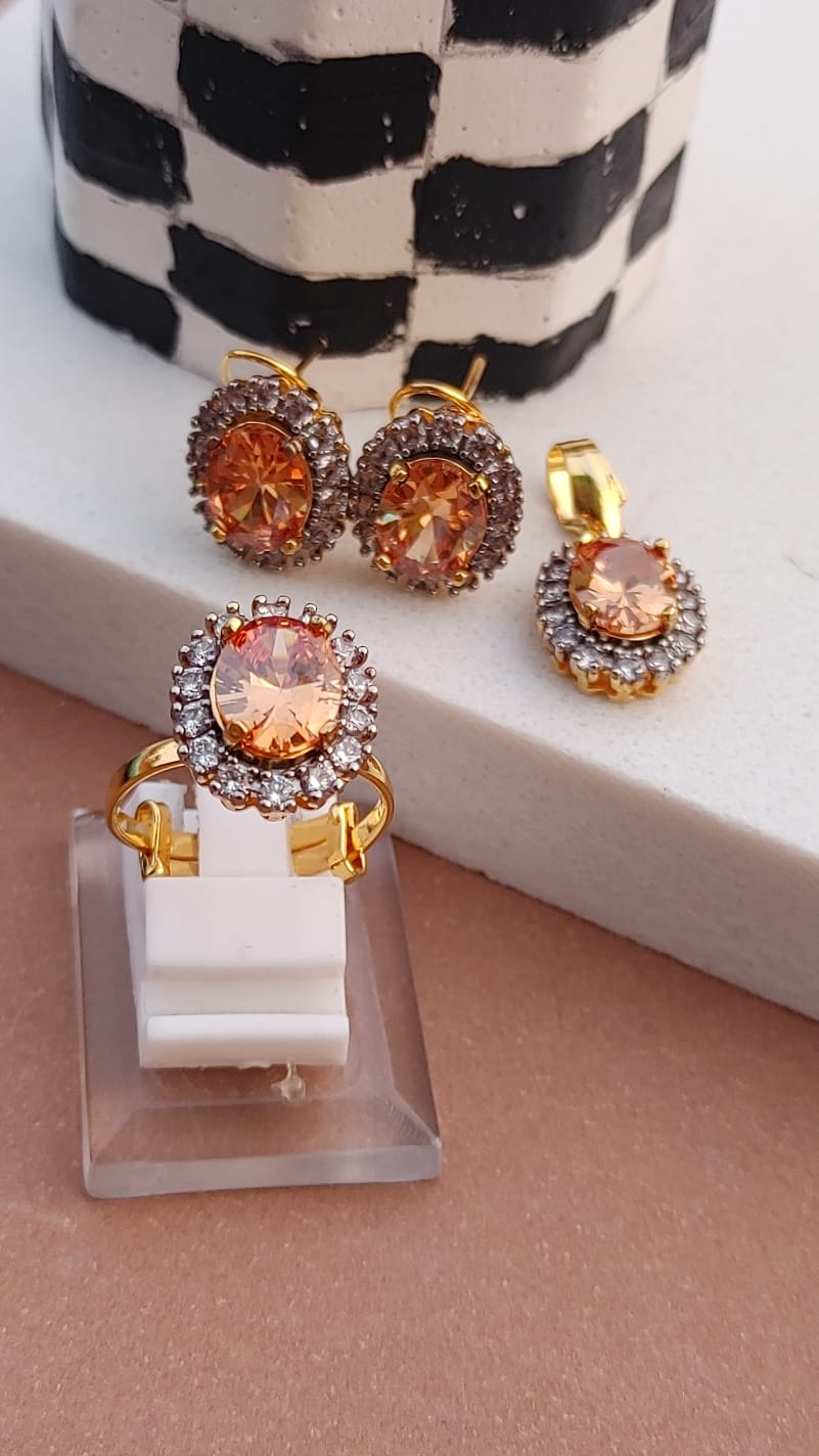 6 Colors | Zircon judao Locket Set with Stones | 22K Gold Plated(3 Yrs. Warranty) | MS-603