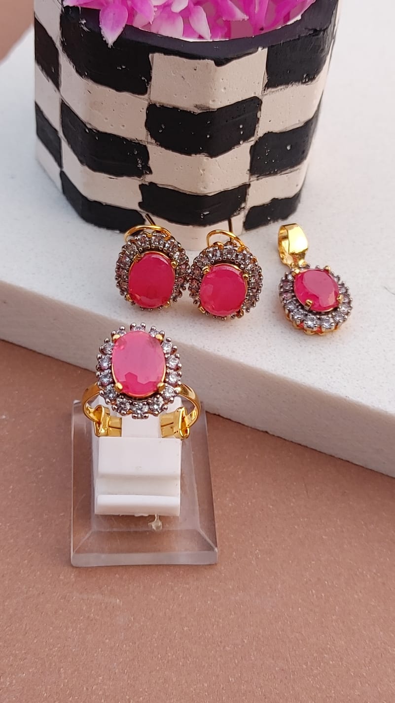 6 Colors | Zircon judao Locket Set with Stones | 22K Gold Plated(3 Yrs. Warranty) | MS-603