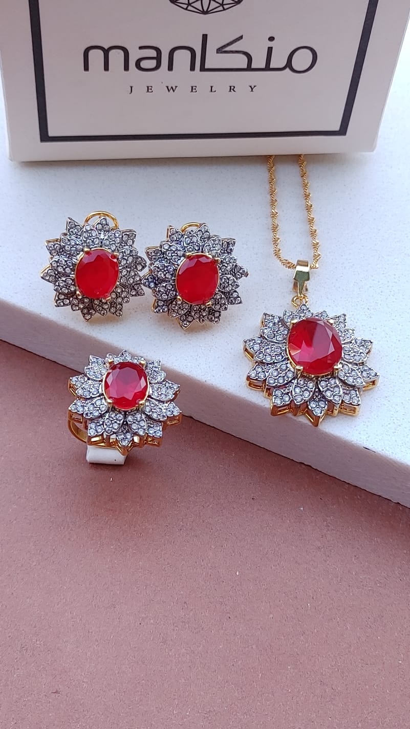 4 Colors | Handmade Locket set in Diamond Cut & Zircons | 22K Gold Plated | MK-096