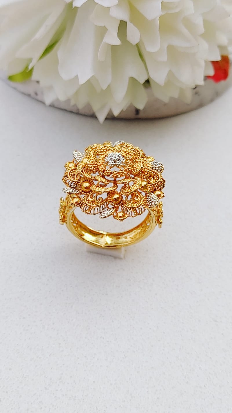 22K Gold Plated Ring | Sizes: 17,18,19 | Hand Crafted | MR-642