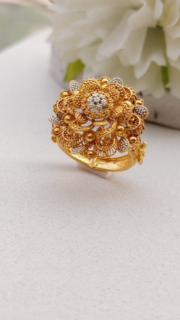 Diamond cut Zircon | judao ring | 22k gold polish | MR-139