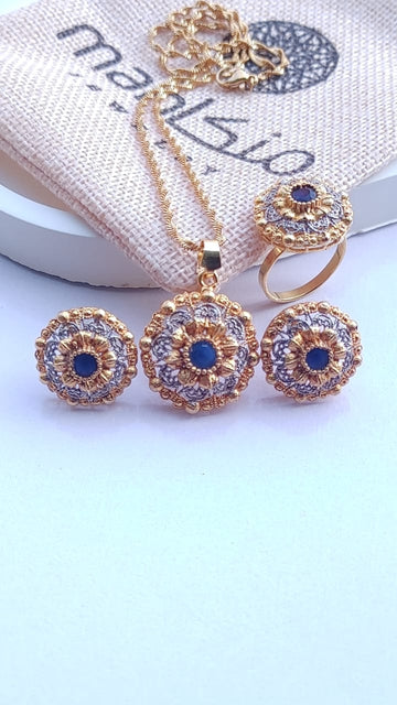 3 Colors | Locket set in Diamond Cut & Zircons | 22K Gold Polish| MK-919