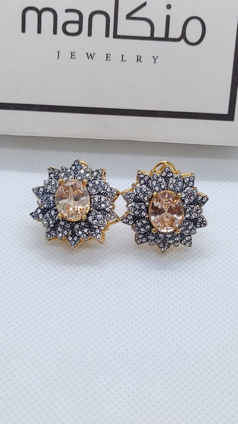 22K Gold Plated Designer Judao Zircon Studs | Original Zircon Stones | 7 Colors | ME-988