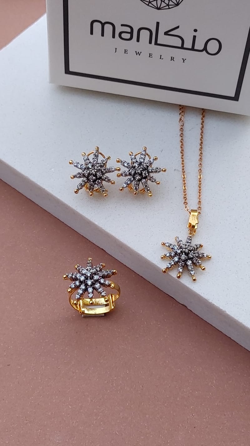 5 Colors | 💎Diamond Cut Zircon Locket Set | 22K Gold Plated | MK-095