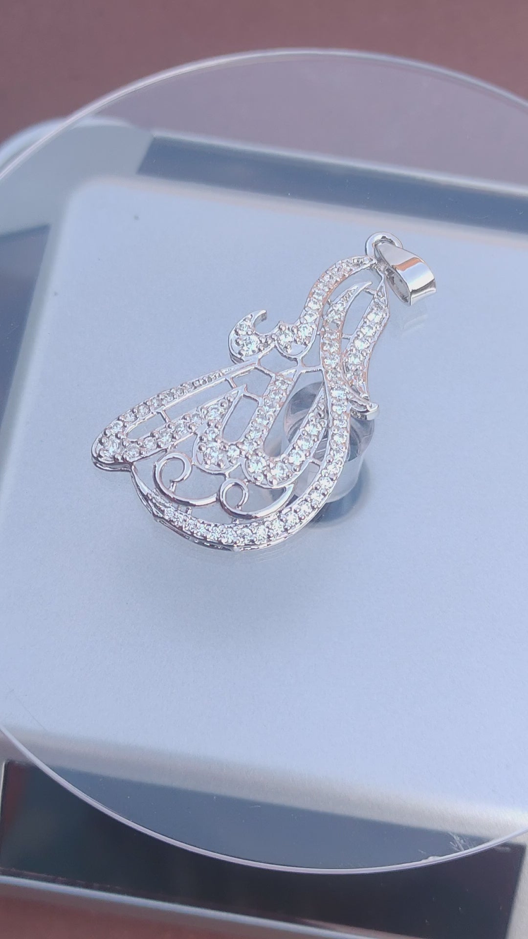 925 SILVER STERLING ALLAH LOCKET WITH MOISSANITE DIAMOND - s43