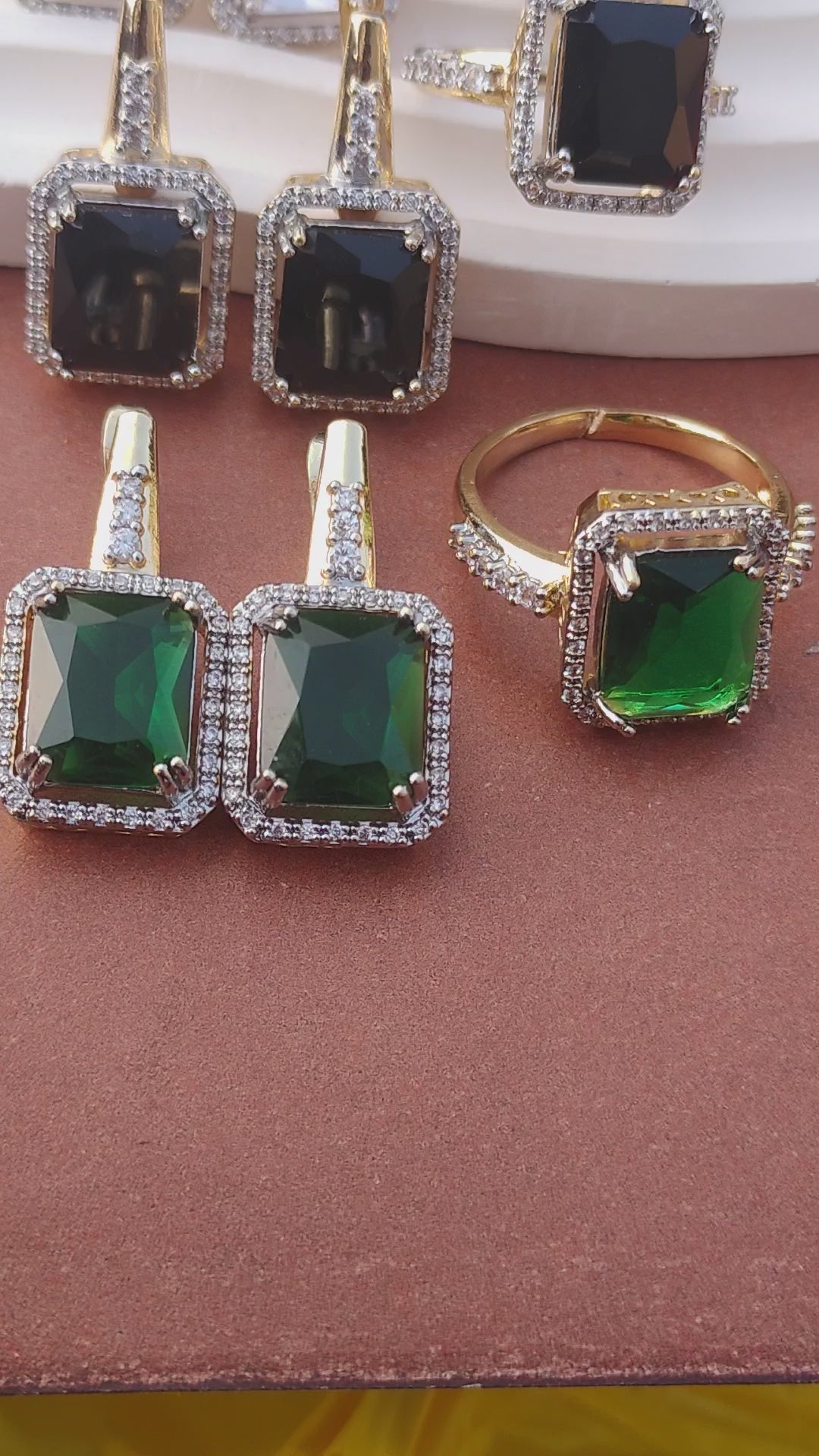 Designer Judao Zircon Earrings & ring | Original Zircon Stones | 5 Colors | ME-967