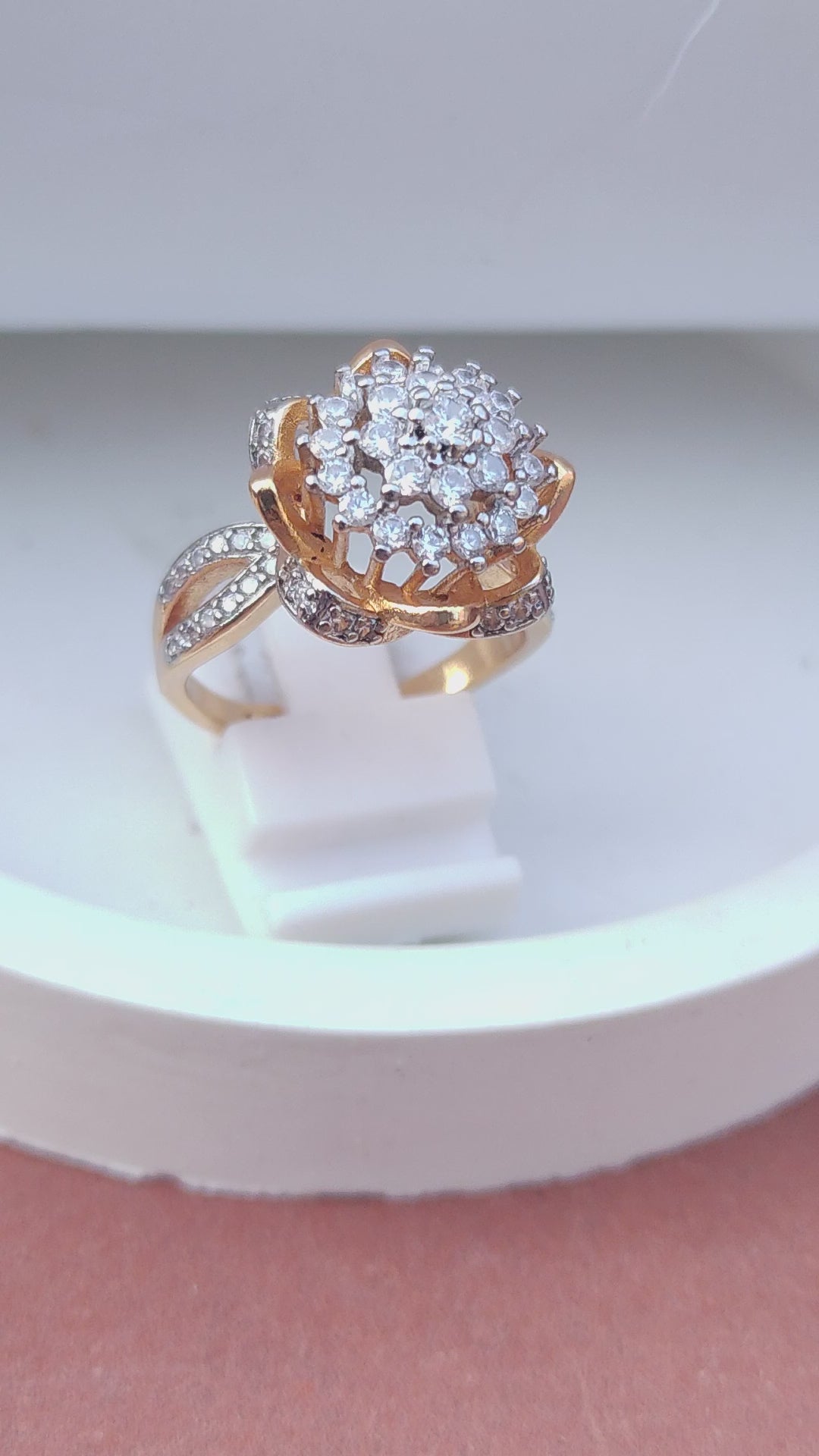 Diamond 💎 cut Zircon judao adjustable ring 22 k gold plated | MR-769