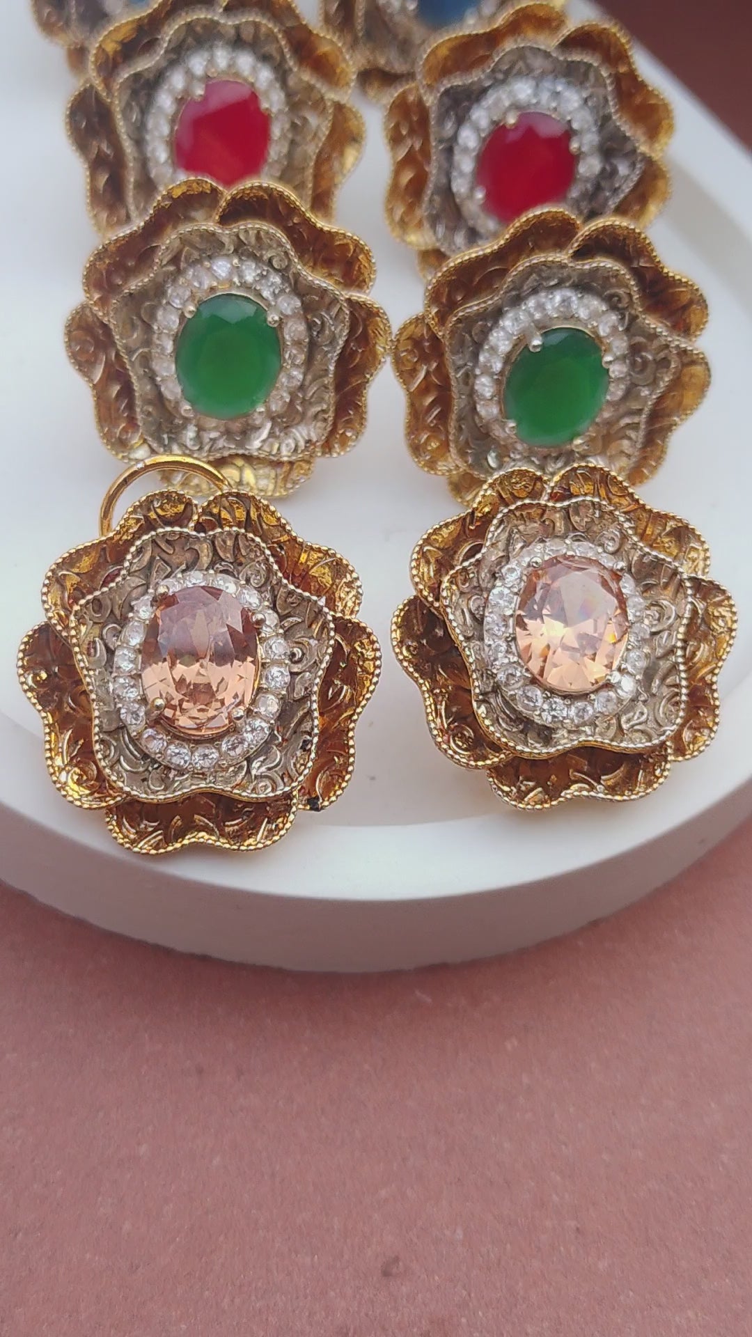 4 colors/Handmade Judao earrings with Real Stone Original 18K Gold Polish/ME-323