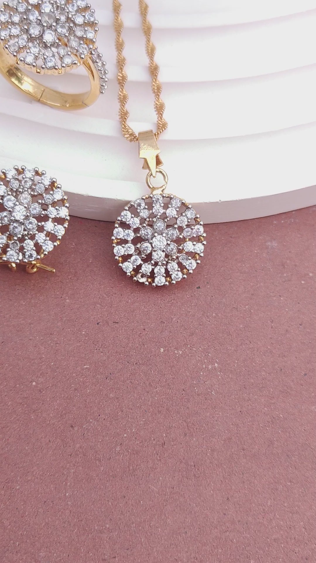 Real Gold Look | 💎Diamond Cut Zircon Locket Set | 22K Gold Polish | MK-110