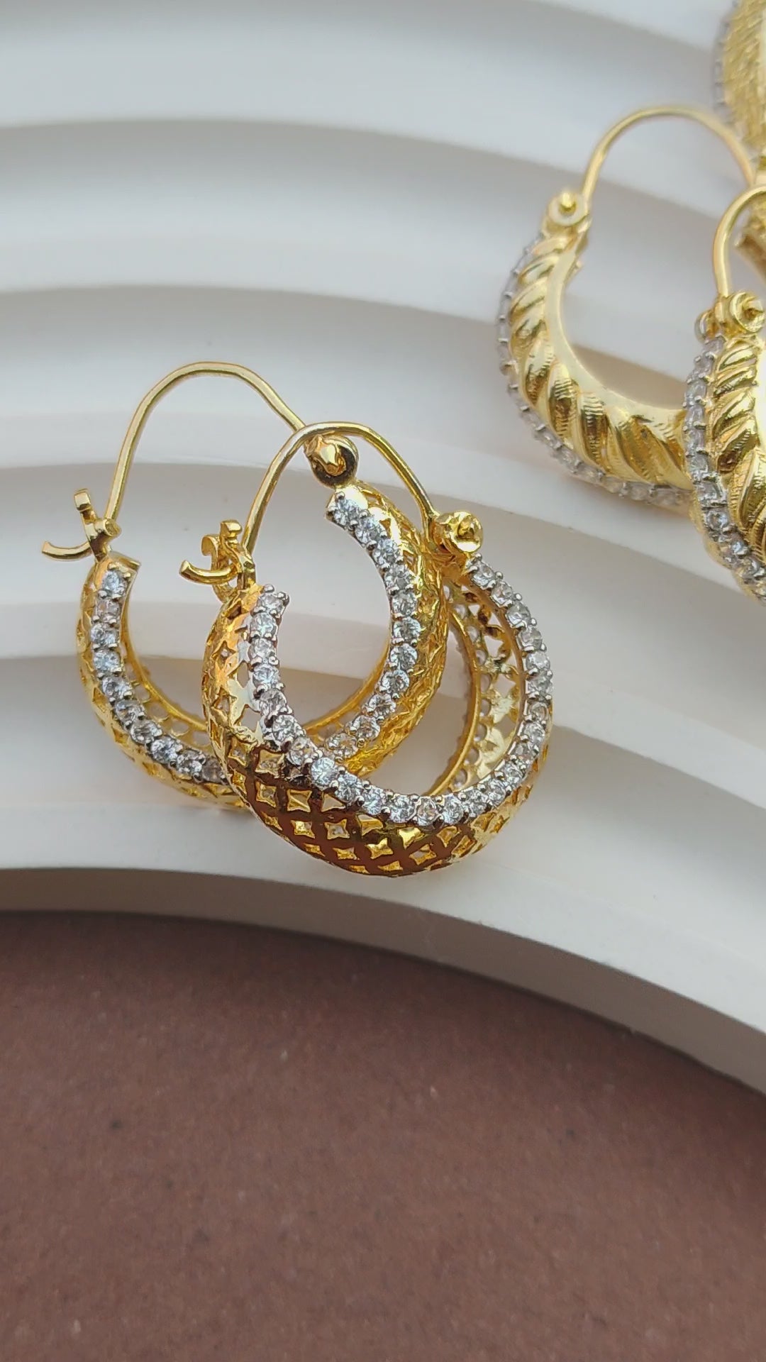 4 Designs Handmade Judao  bali with Real Stone Original 18K Gold Polish/ME-344