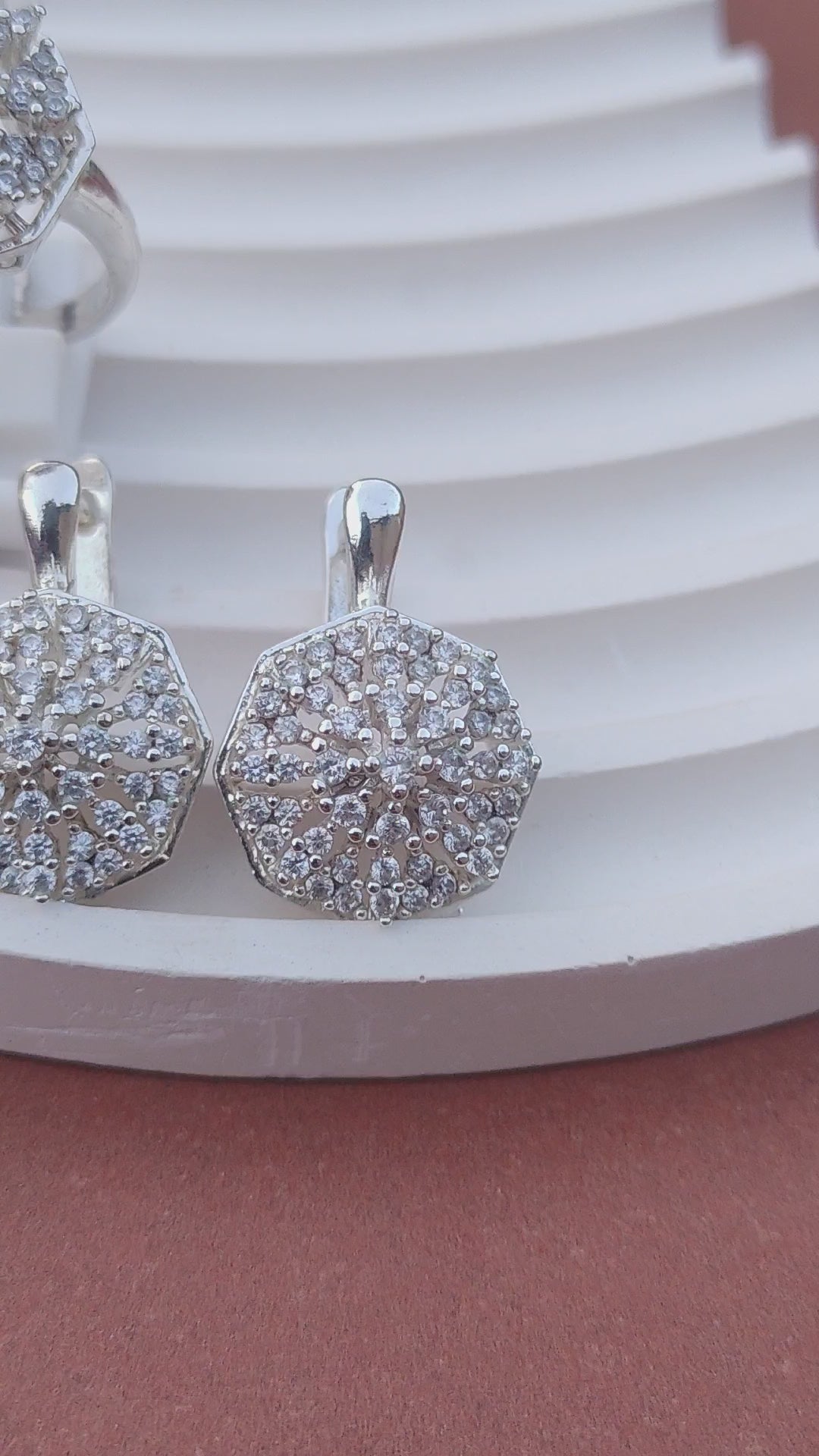 ⚡ | Diamond Cut Zircon Locket Set | 925 sterling sliver / (3Yrs. Warranty) | MK-0321