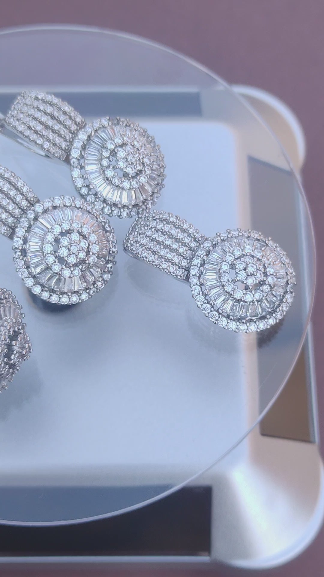 💎Diamond Cut Zircon Locket Set |  silver Plated | MK-900