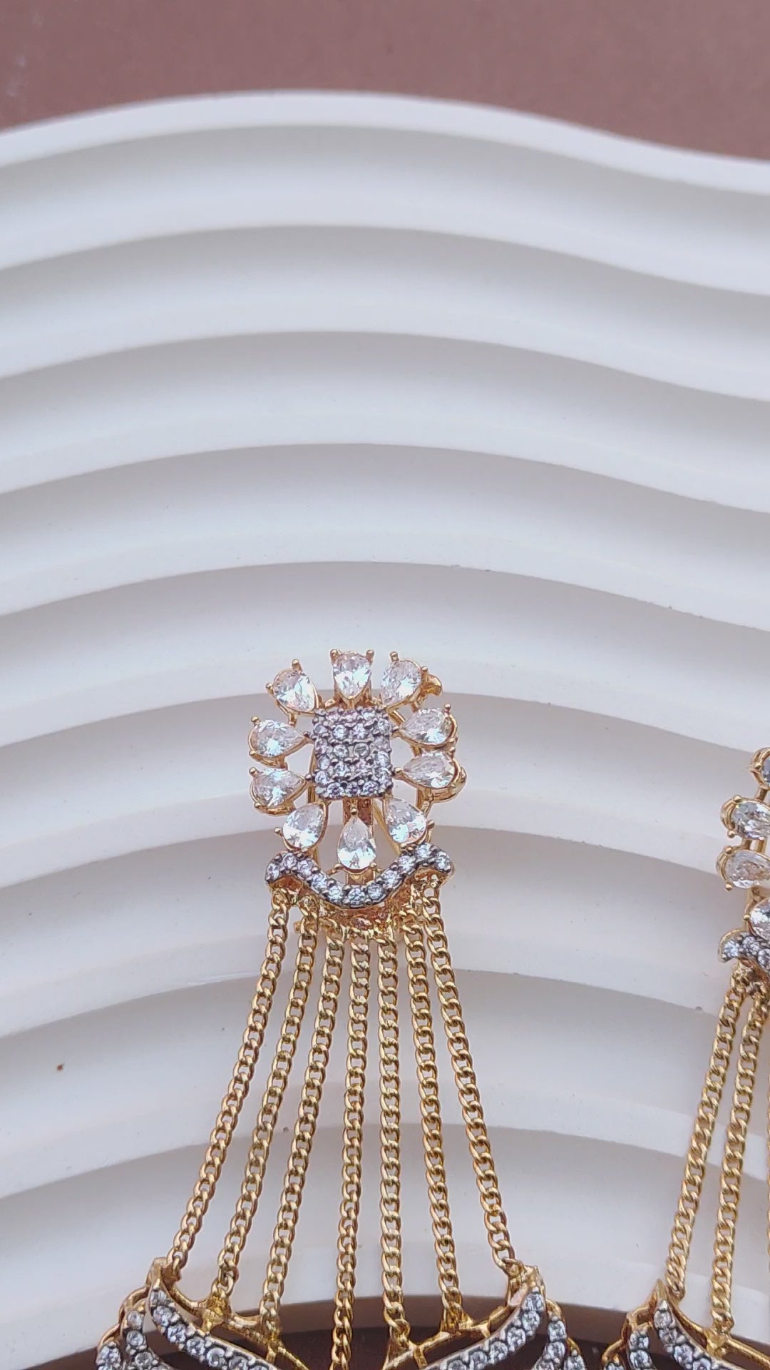 Handmade Judao earings with Real Stone Original 22K Gold Polish-ME-320