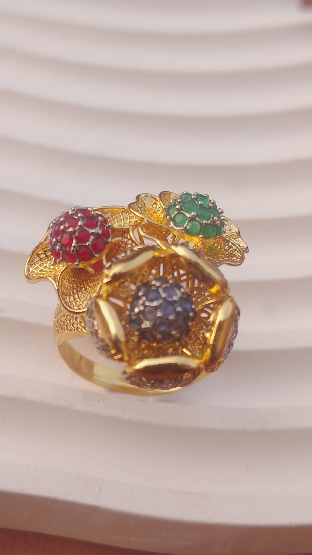 Diamond cut Zircon | judao ring | 22k gold polish | MR-166