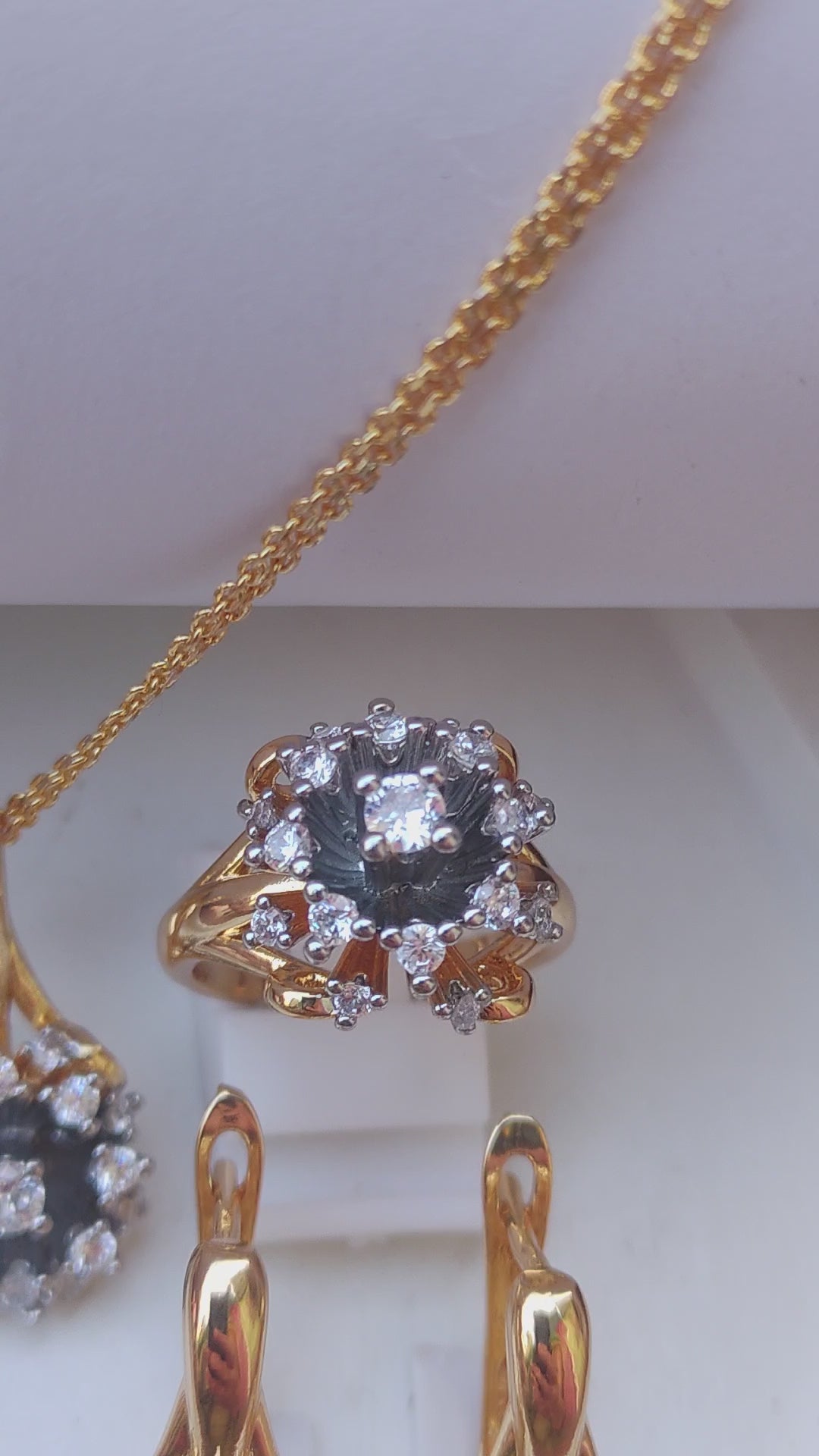 💎Diamond Cut Zircon Locket Set | 22K Gold Polish (3Yrs. Warranty) | MK-400