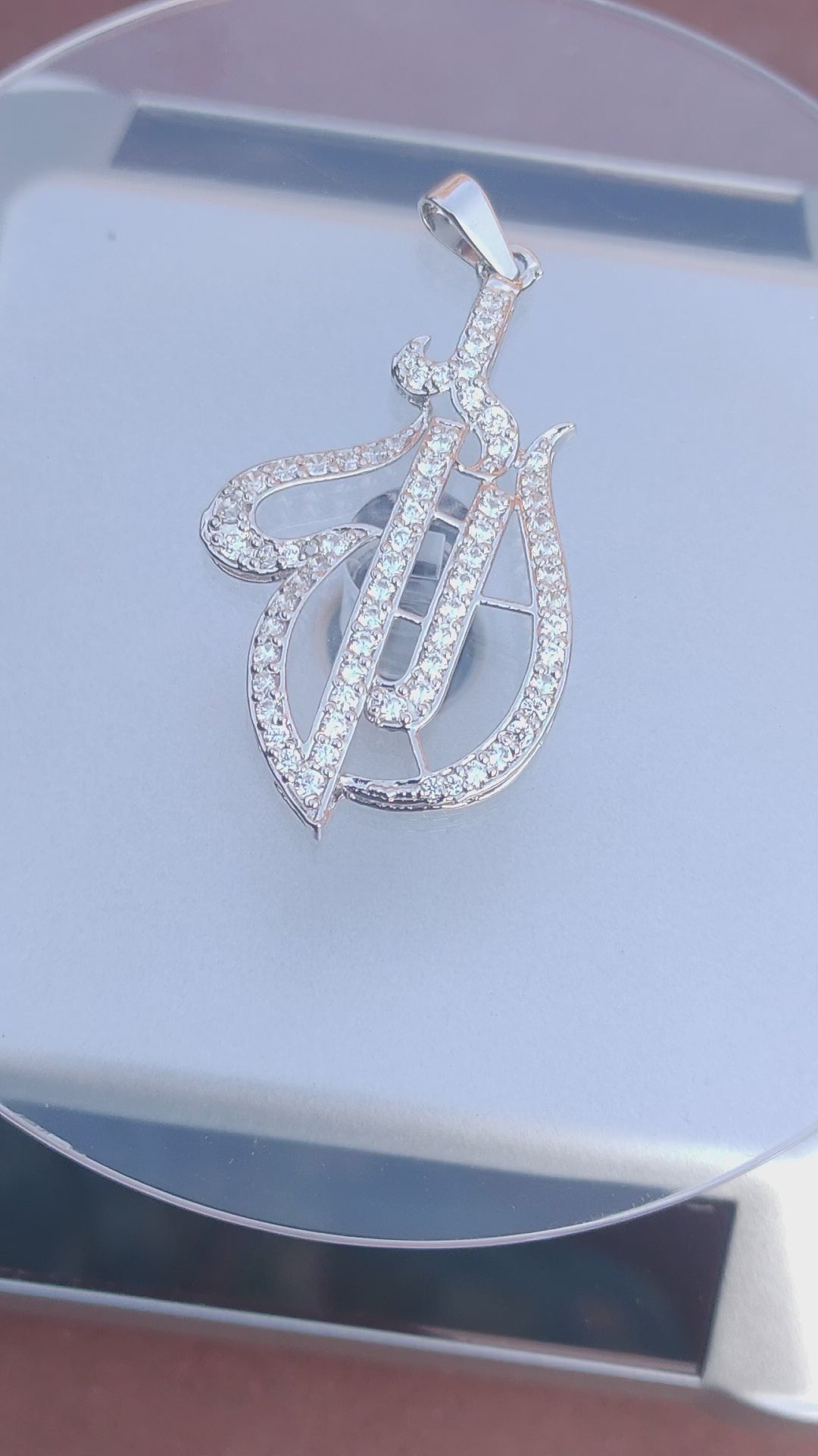 925 SILVER STERLING ALLAH LOCKET WITH MOISSANITE DIAMOND - s44