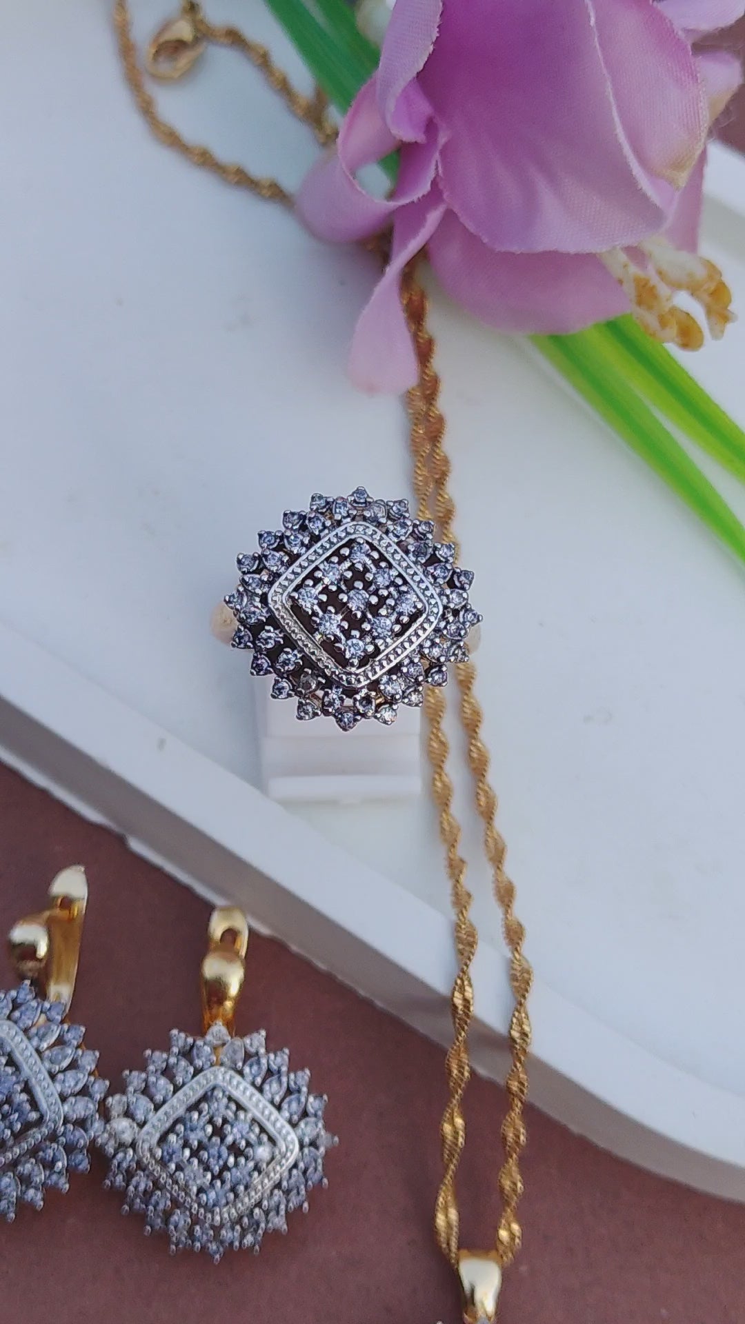 Diamond Cut Zircon Judao Locket Set | 22K Gold Polish (3 Yr. Warranty) | MK-234
