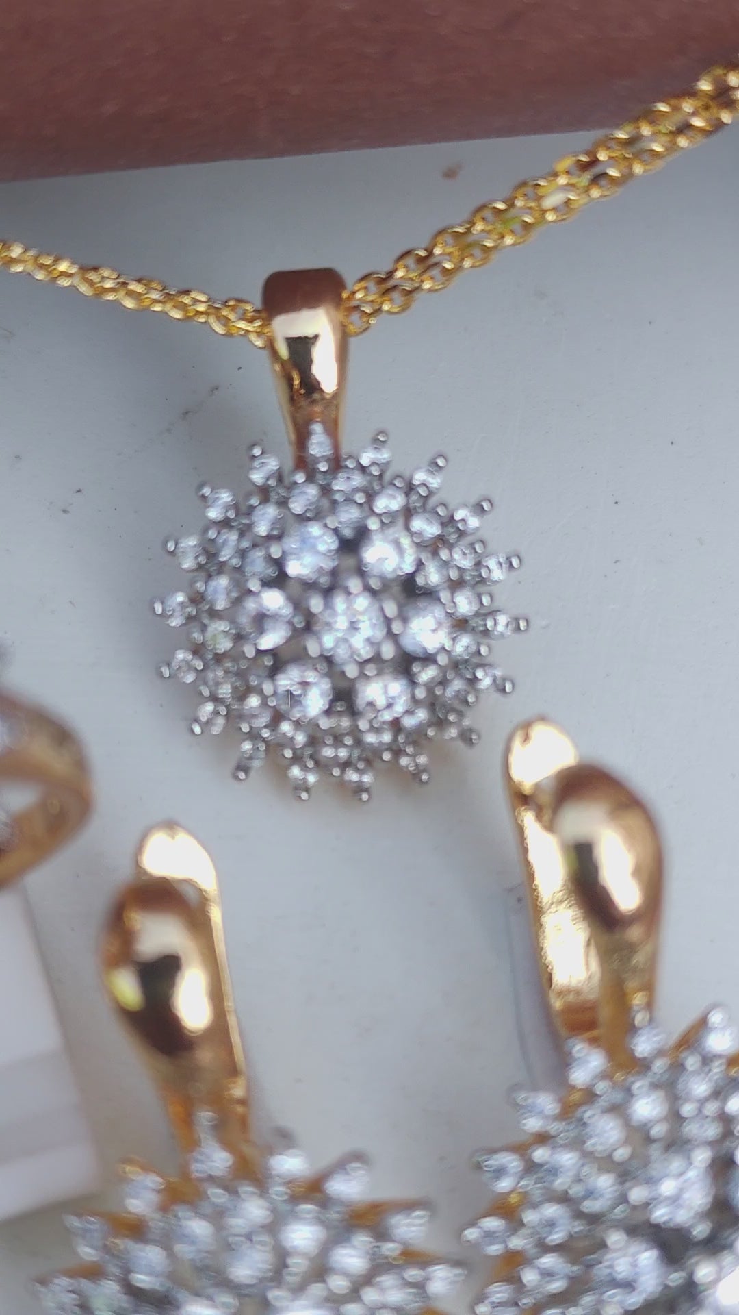 💎Diamond Cut Zircon Locket Set | 22K Gold Polish (3Yrs. Warranty) | MK-385