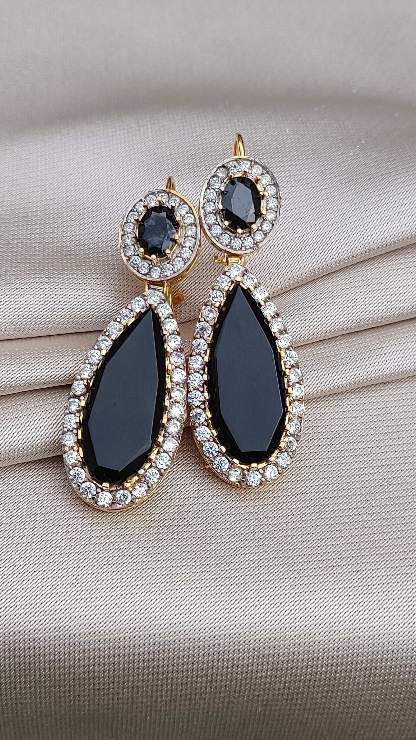 Handmade Judao Studs with Real Stone Original 18K Gold Polish-ME-320