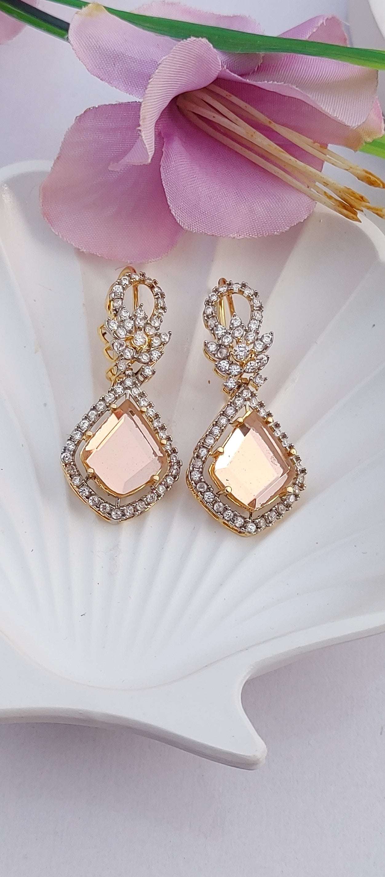 Handmade Judao earrings with Real Stone Original 18K Gold Polish/ME-321