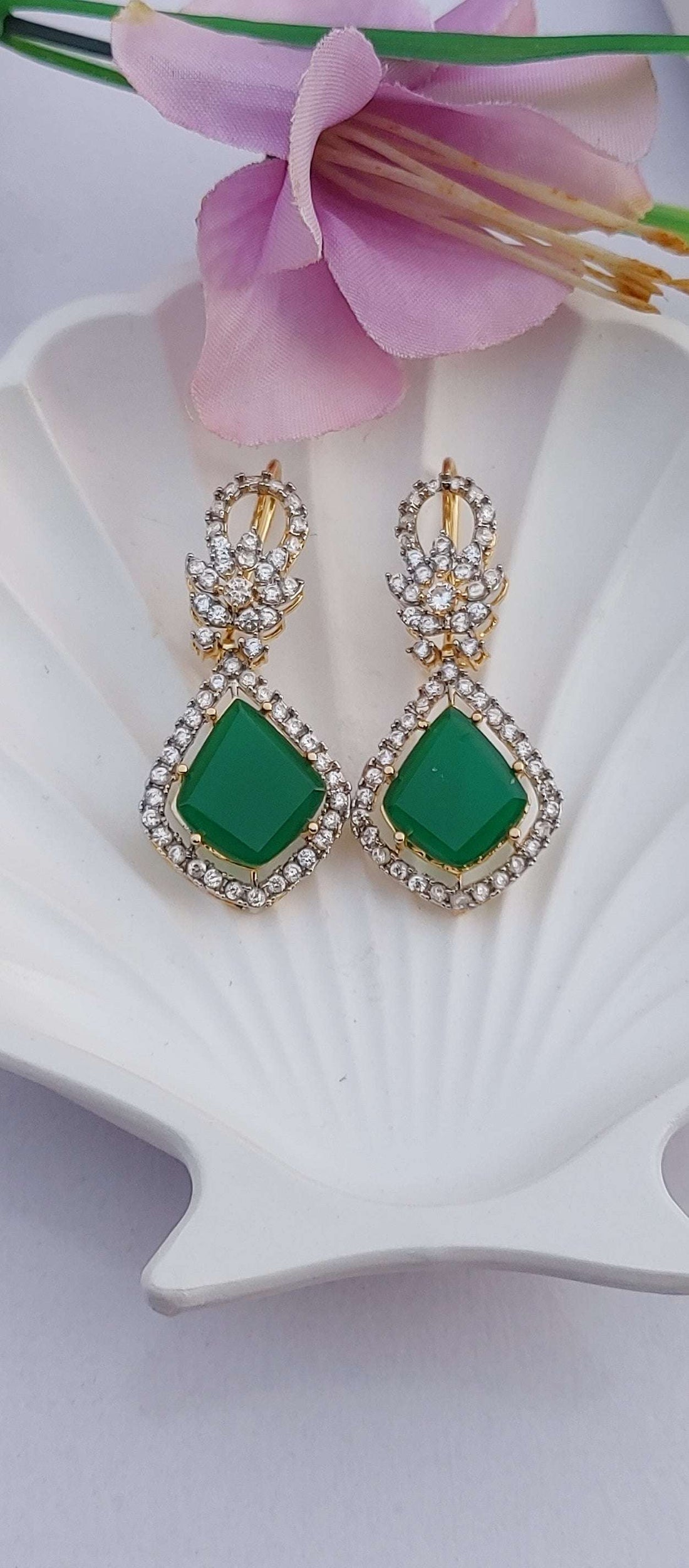 Handmade Judao earrings with Real Stone Original 18K Gold Polish/ME-321