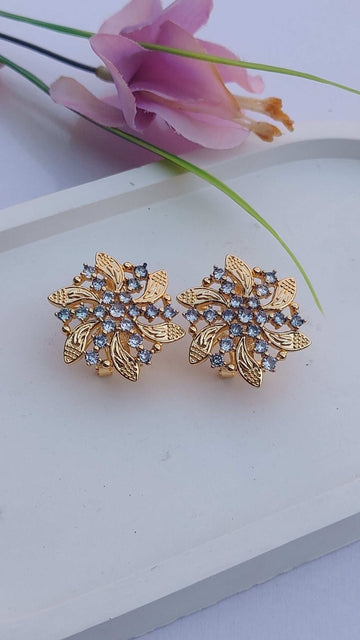 Diamond Cut Zircon Judao Studs 18 K Gold Polish Hand Made | ME-824