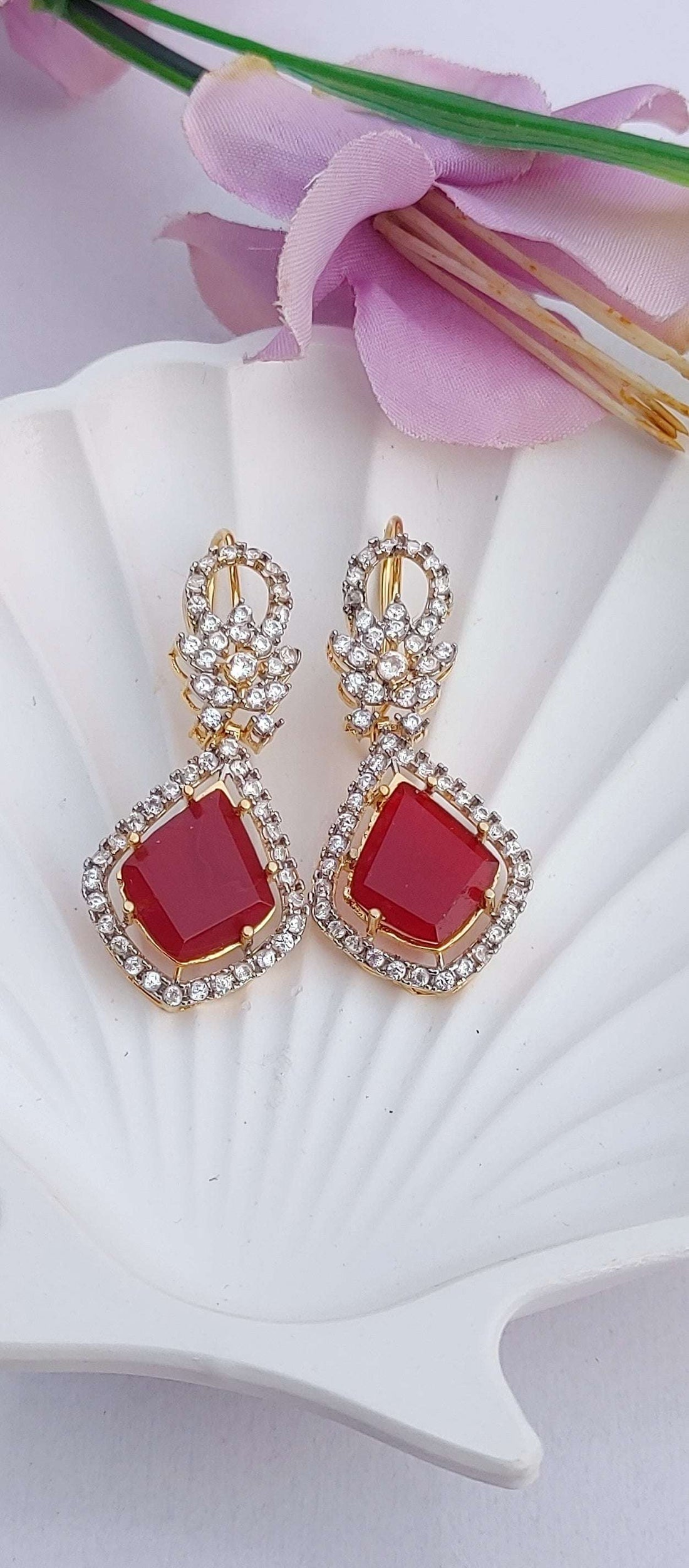 Handmade Judao earrings with Real Stone Original 18K Gold Polish/ME-321
