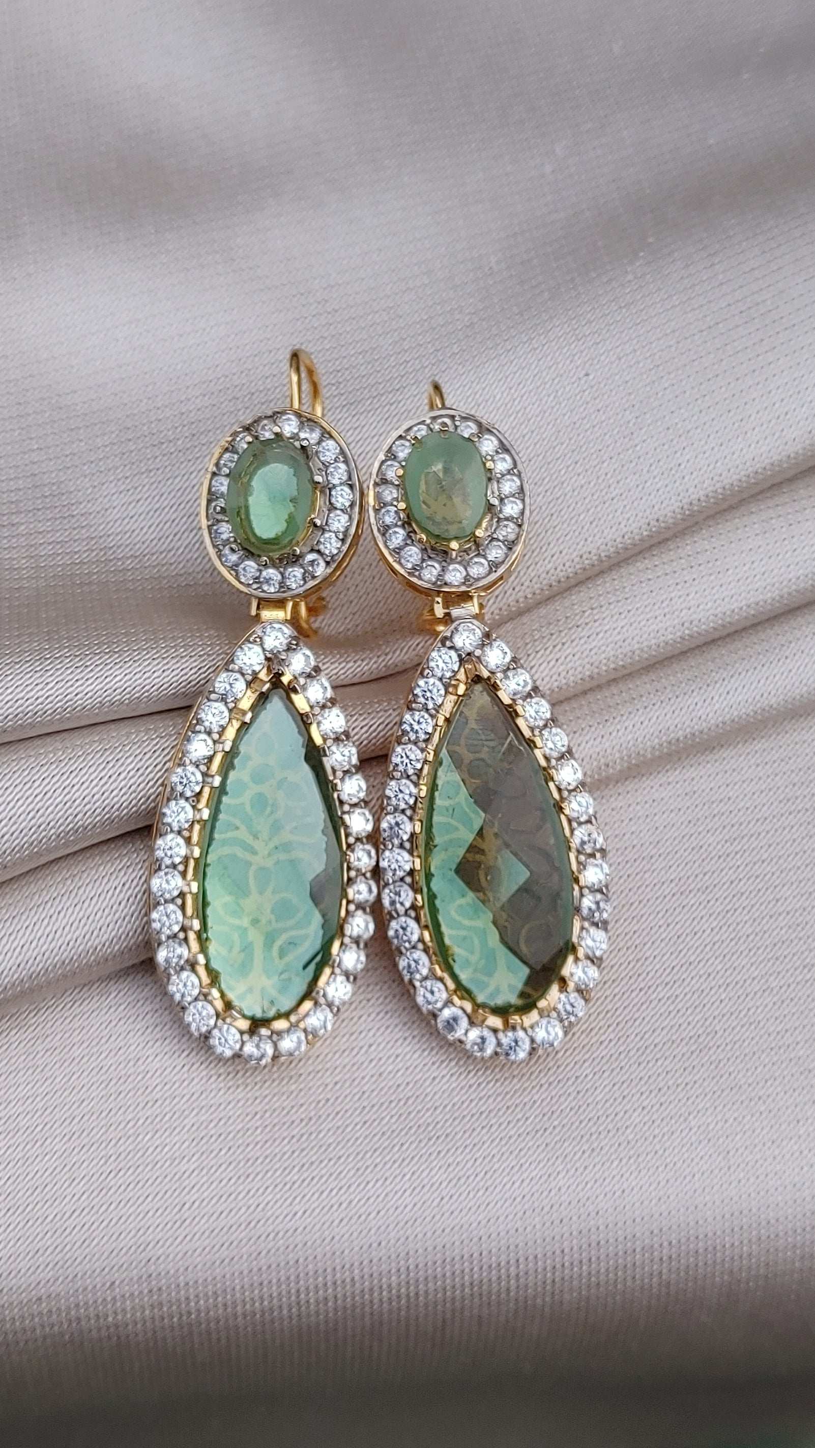 Handmade Judao Studs with Real Stone Original 18K Gold Polish-ME-320