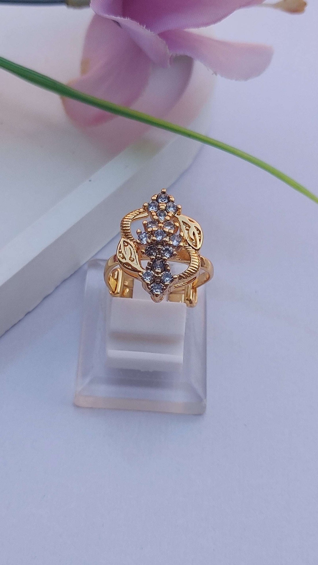 Diamond cut Zircon | judao ring | 22k gold polish | MR-109