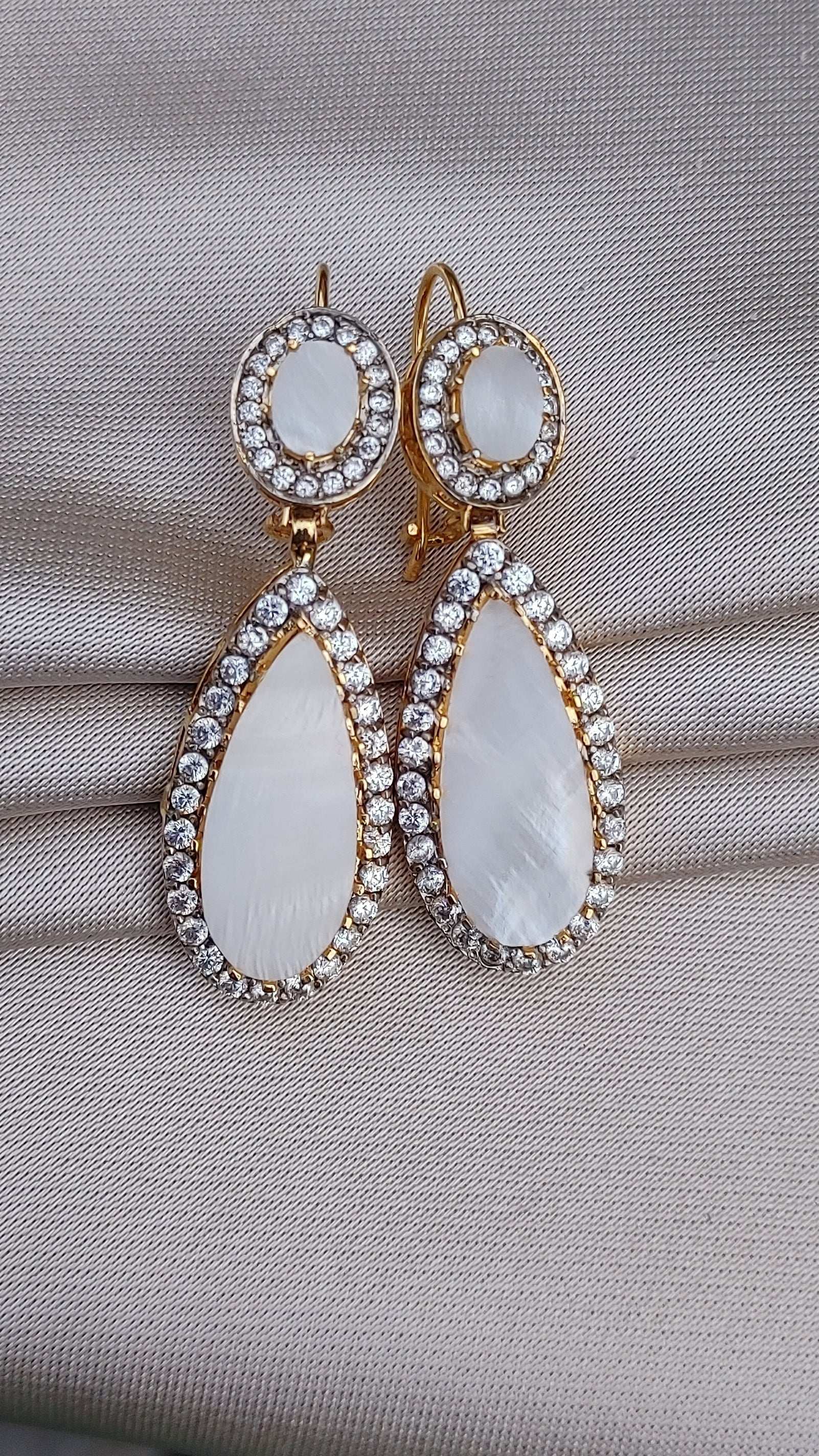 Handmade Judao Studs with Real Stone Original 18K Gold Polish-ME-320