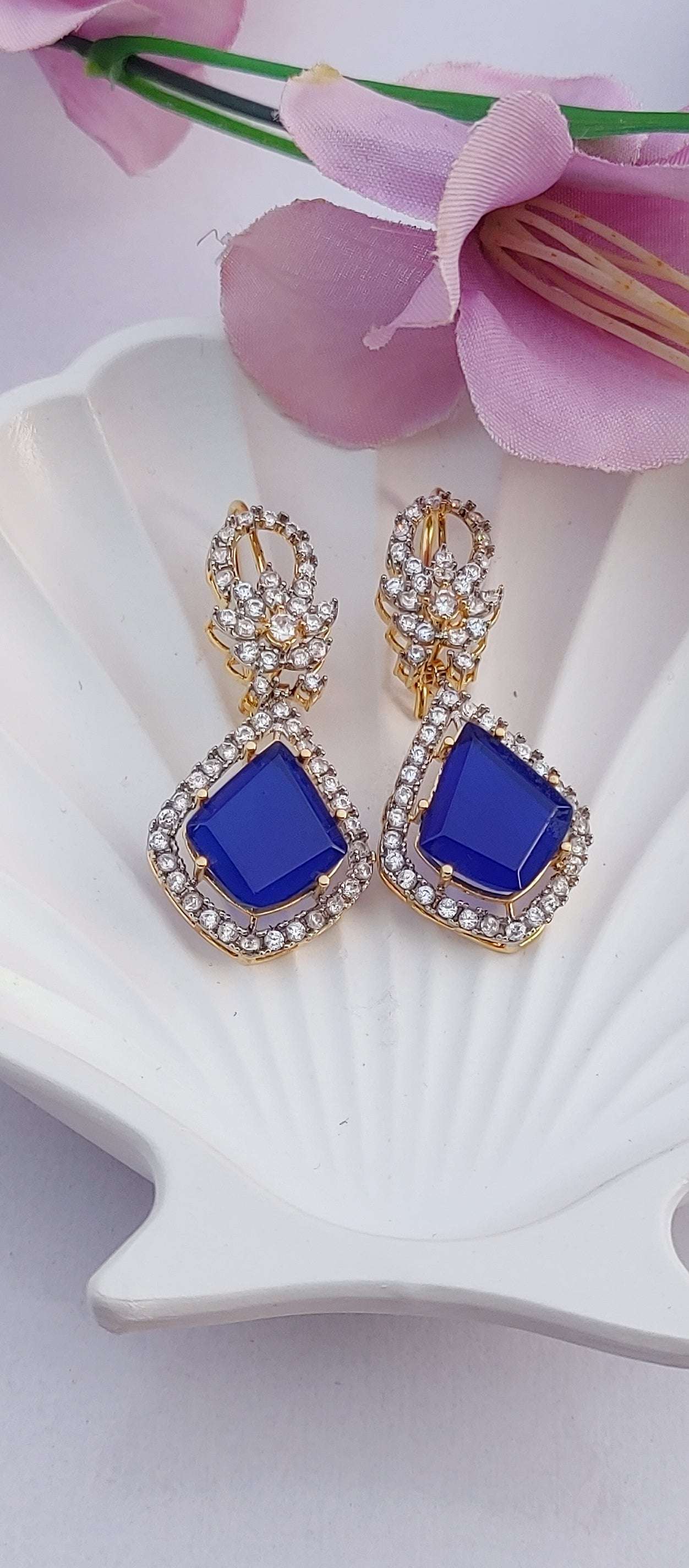 Handmade Judao earrings with Real Stone Original 18K Gold Polish/ME-321