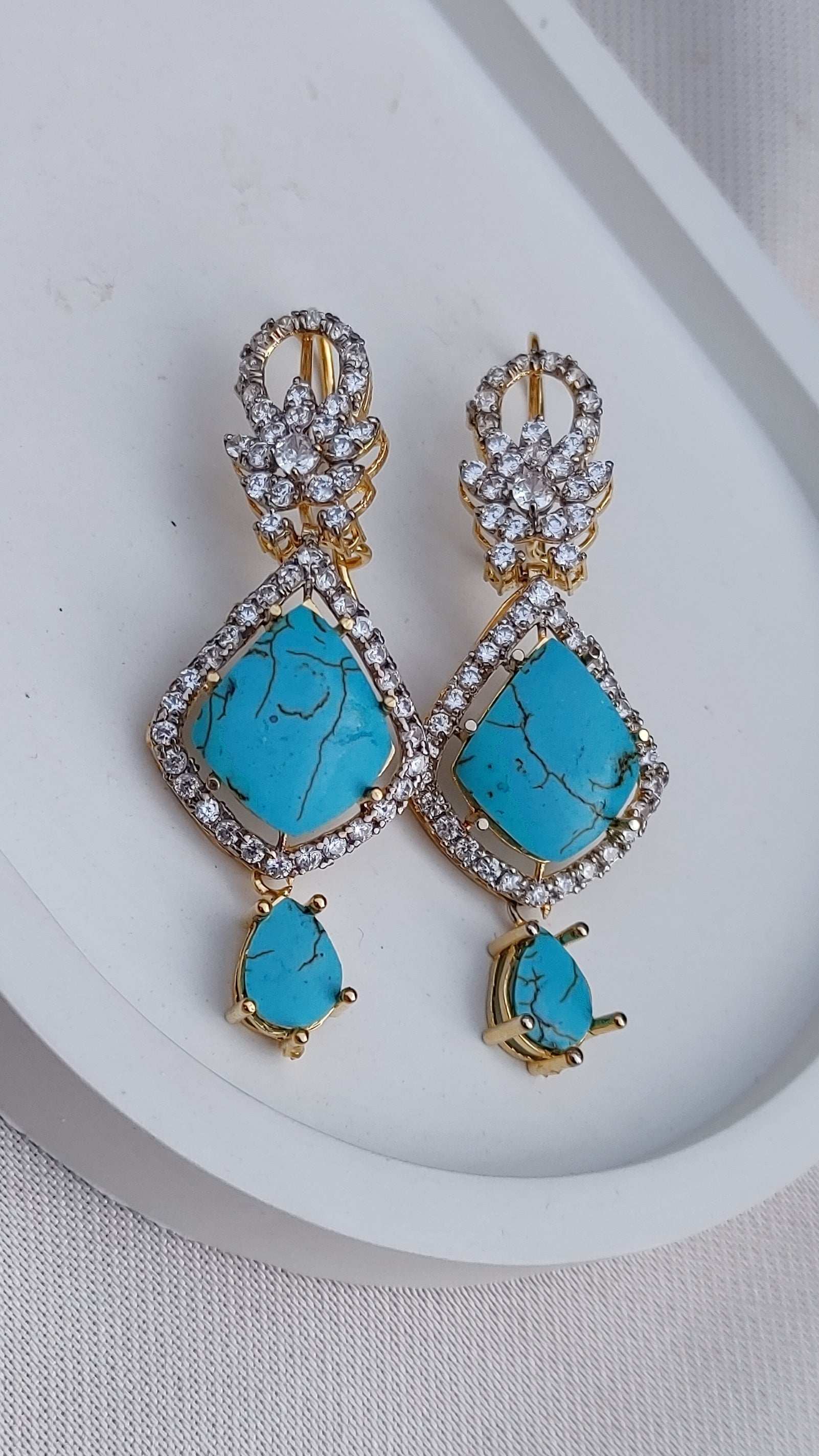 Handmade Judao earrings with Real Stone Original 18K Gold Polish/ME-321