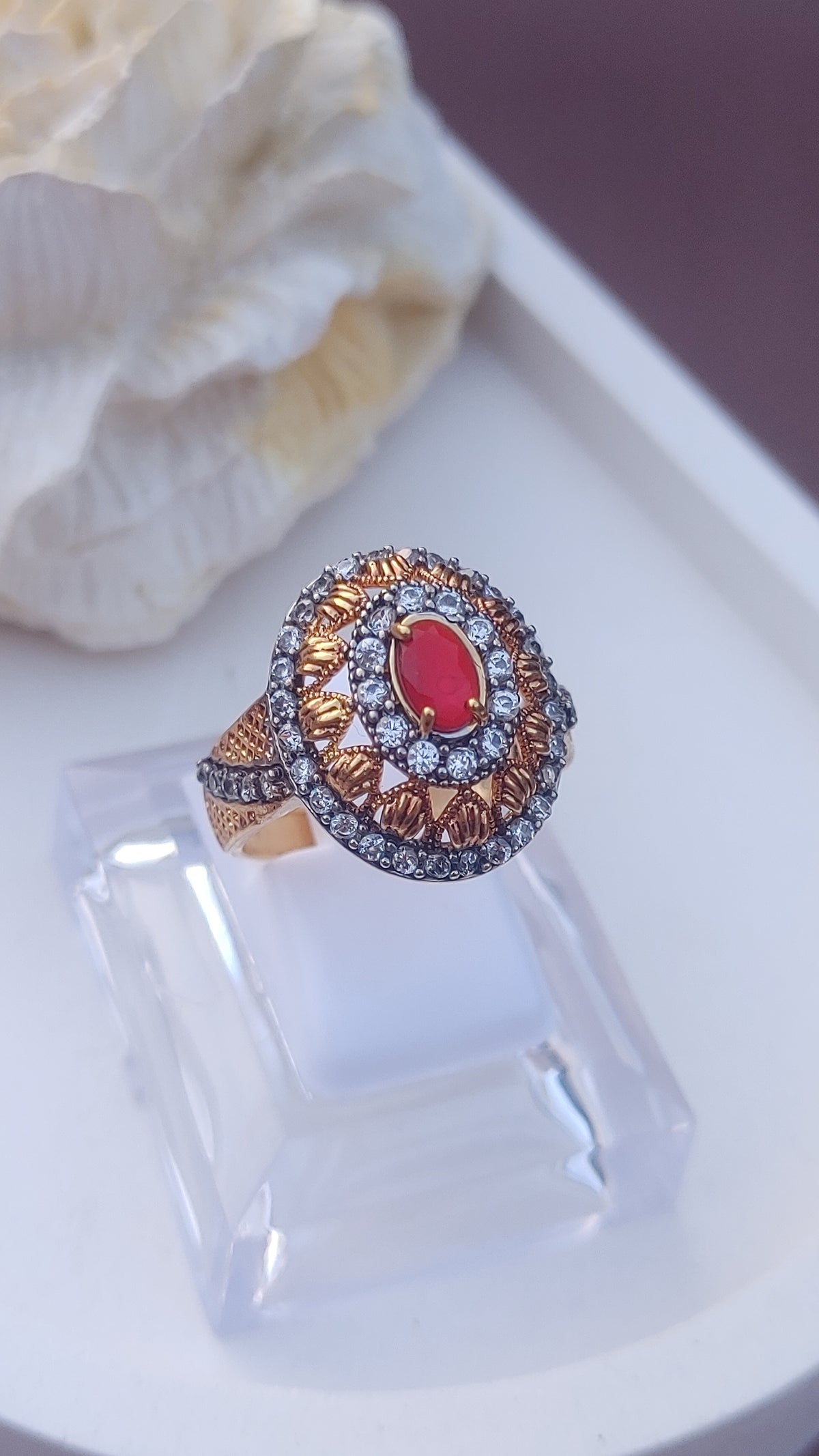 Diamond cut Zircon | judao ring | 22k gold polish | MR-911