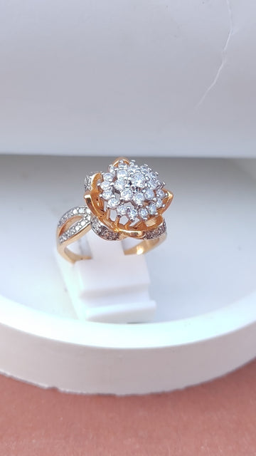Diamond 💎 cut Zircon judao adjustable ring 22 k gold plated | MR-769