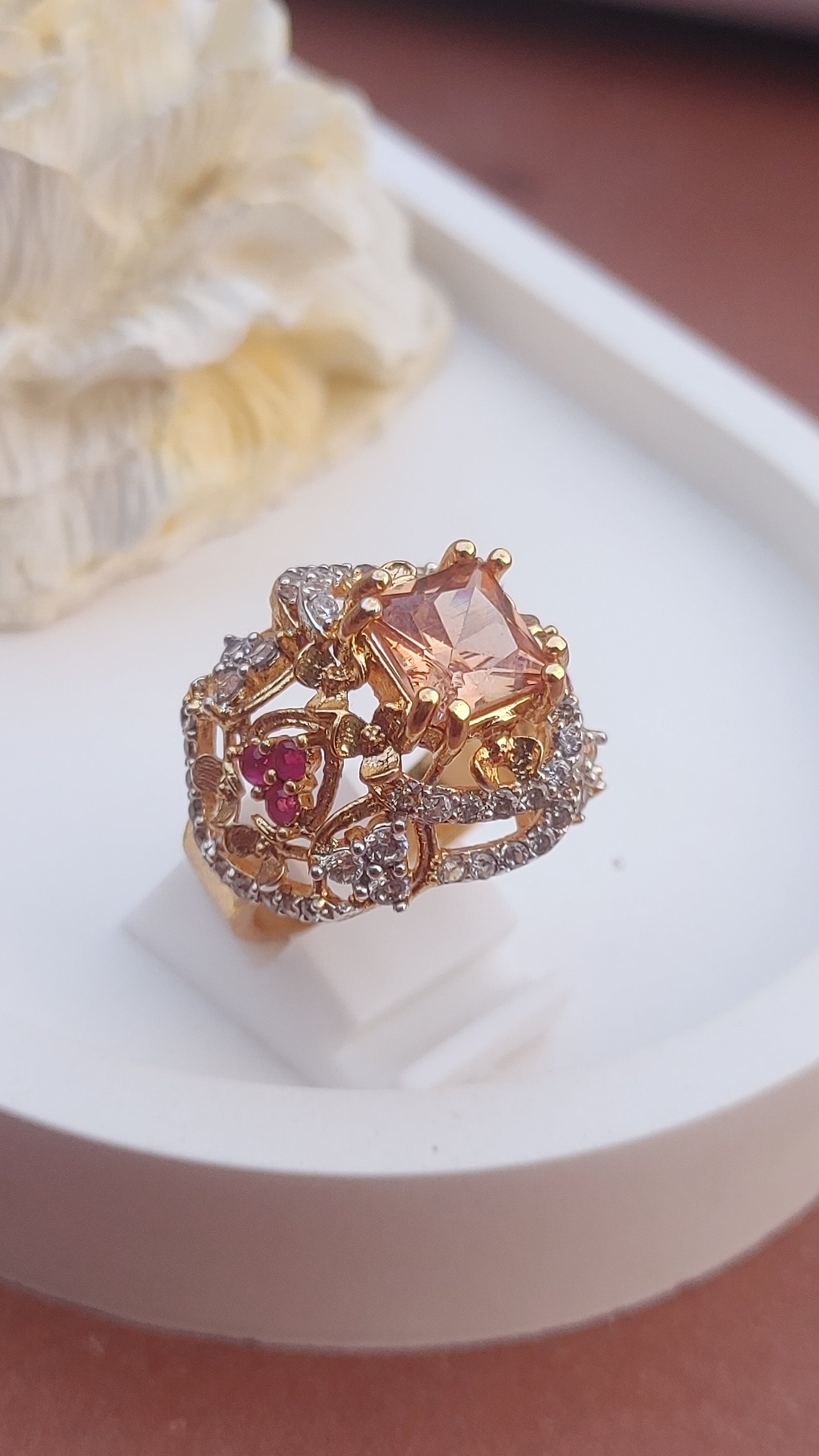 4Colors | Zircon Judao Rings with Real Stone | 18K Gold Polish | Adjustable Size | 3Yrs Warranty | MR-401