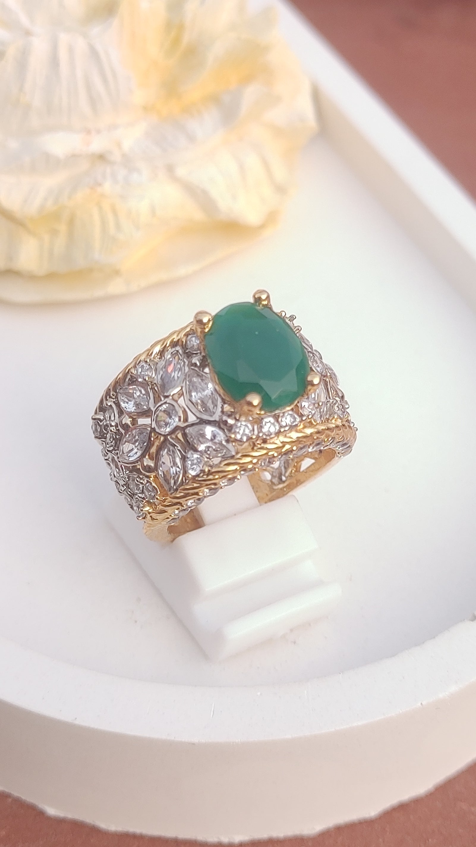 4Colors | Zircon Judao Rings with Real Stone | 18K Gold Polish | Adjustable Size | 3Yrs Warranty | MR-100