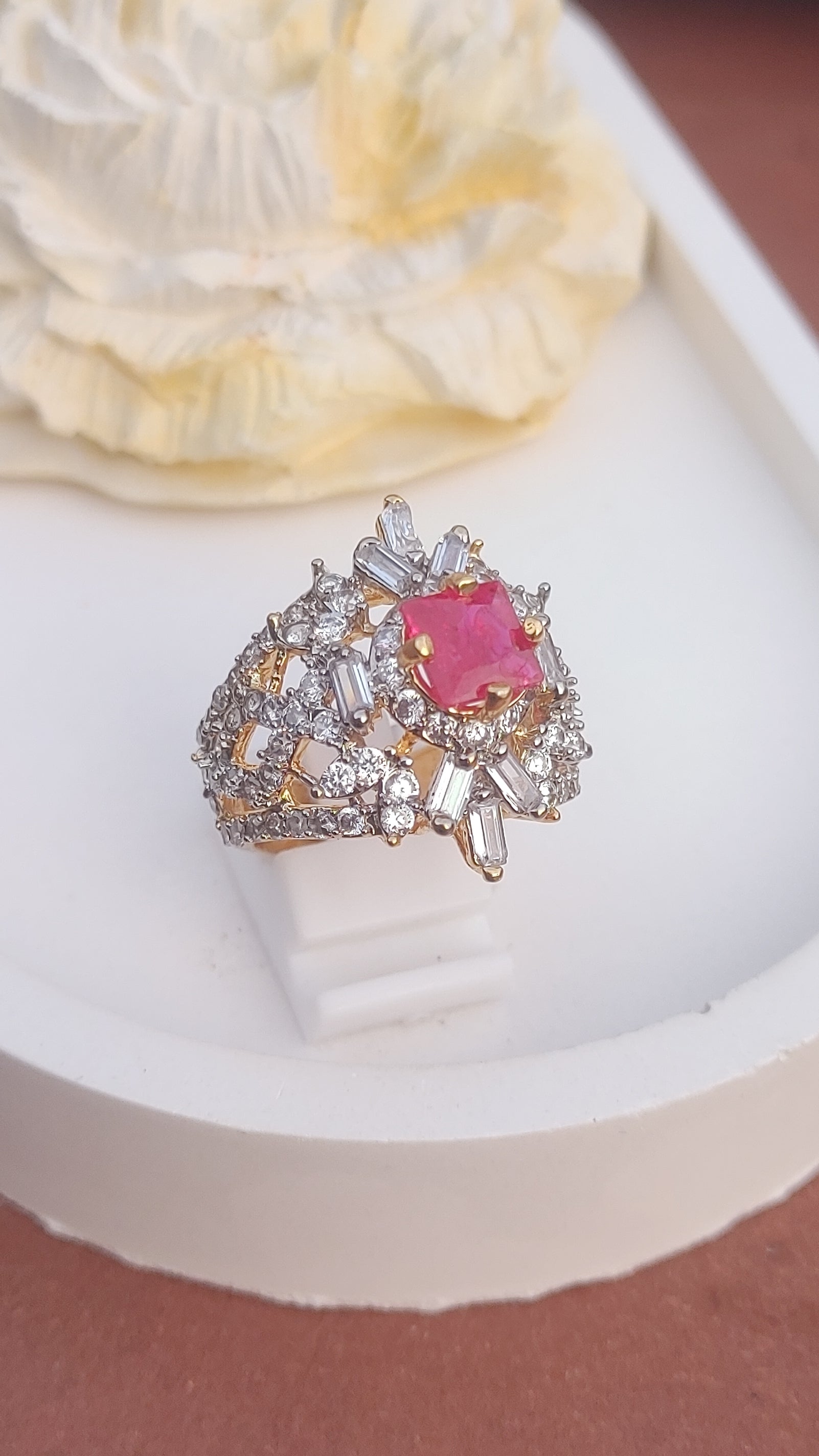 6 Colors | Zircon Judao Rings with Real Stone | 18K Gold Polish | Adjustable Size | 3Yrs Warranty | MR-355