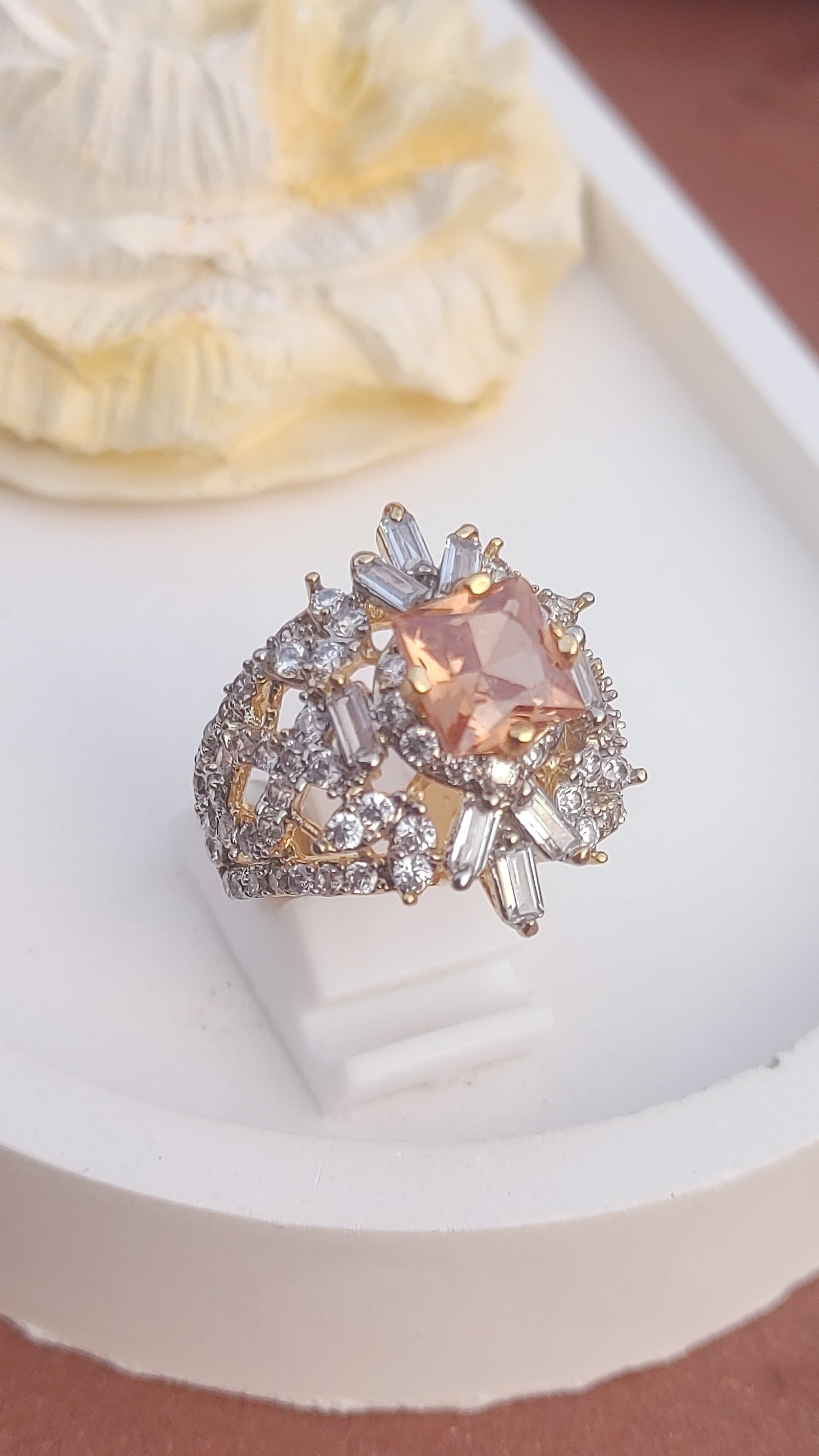 6 Colors | Zircon Judao Rings with Real Stone | 18K Gold Polish | Adjustable Size | 3Yrs Warranty | MR-355
