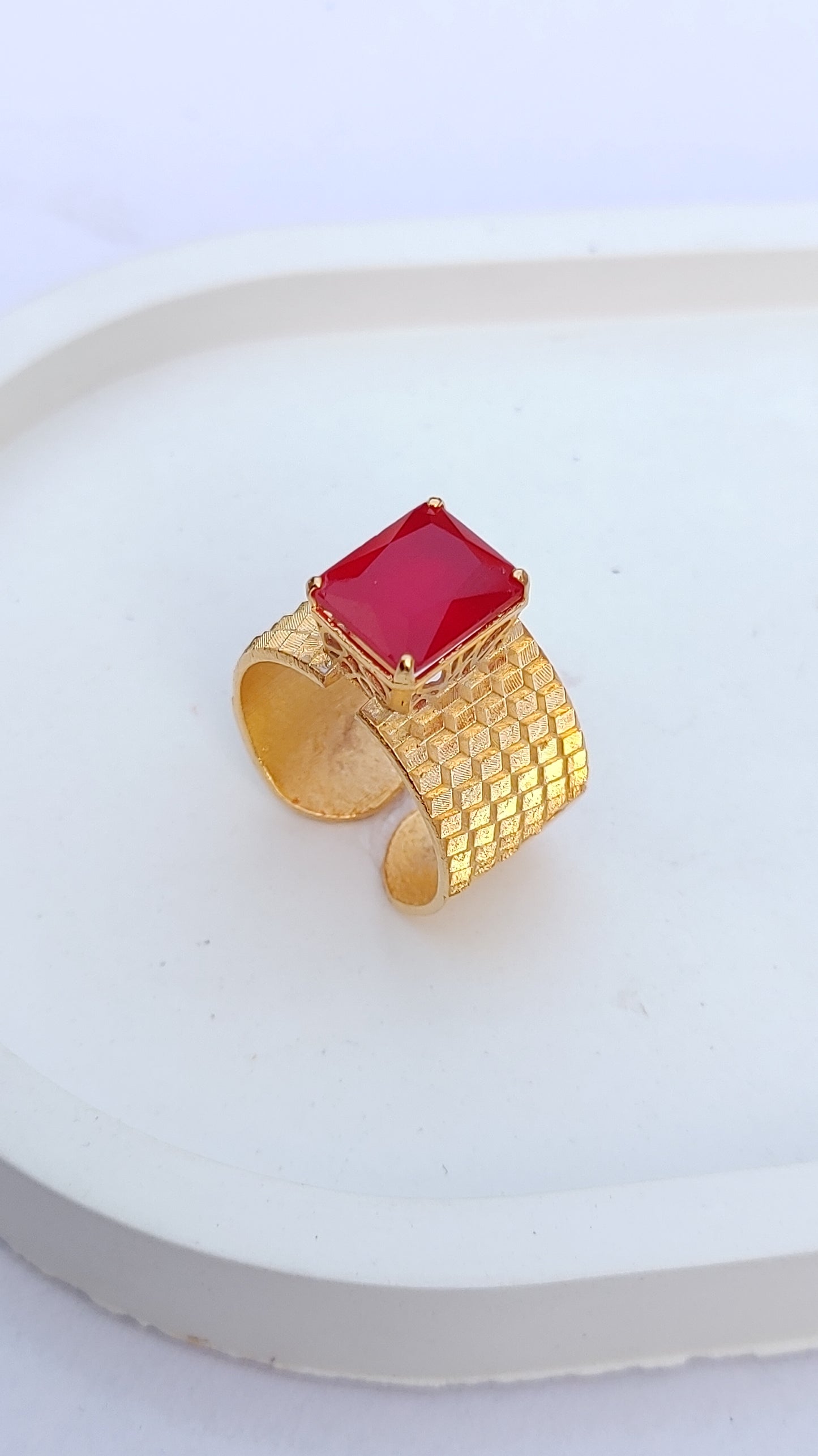 5 Colors | Zircon Judao Rings with Real Stone | 18K Gold Polish | Adjustable Size | 3Yrs Warranty | MR-351